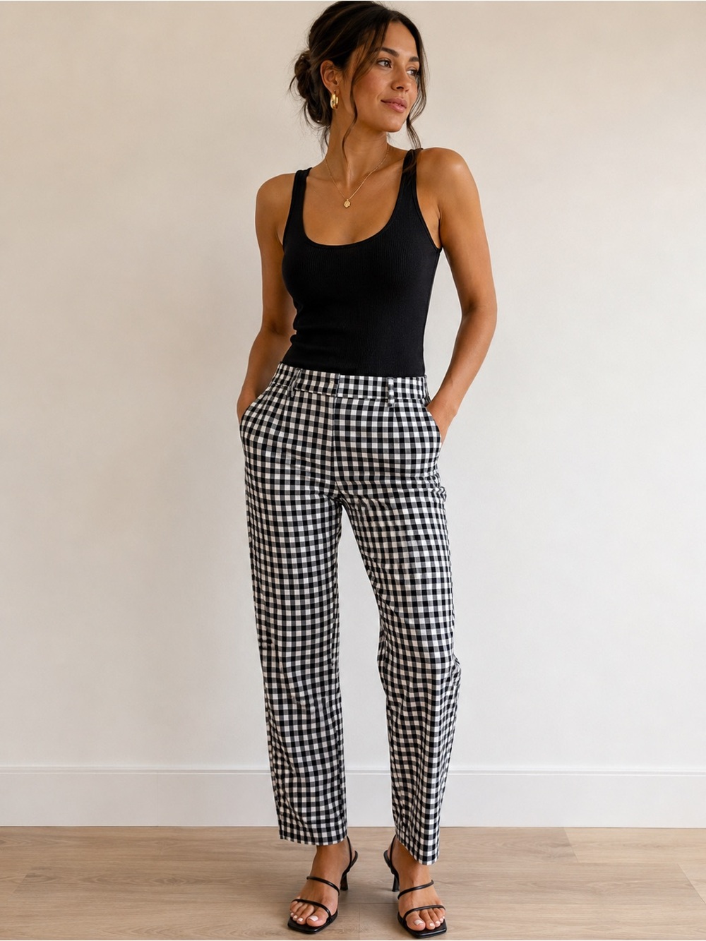 Banana Republic Ryan Fit Black & White Gingham Pants Size 12